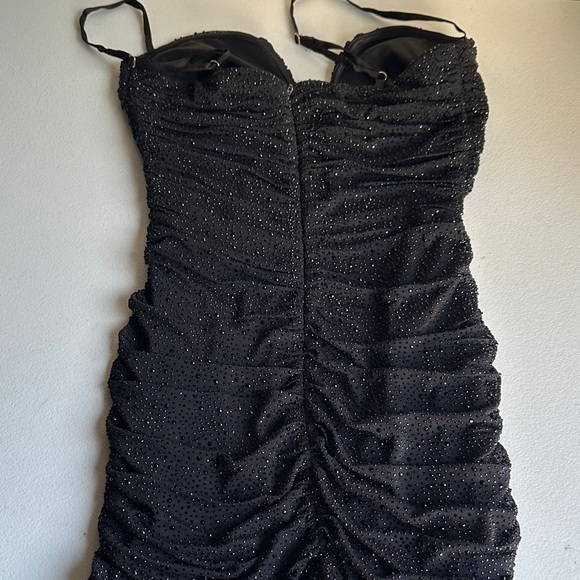 Oh Polly Glittering Black Strapless Dress - Picture 7 of 8